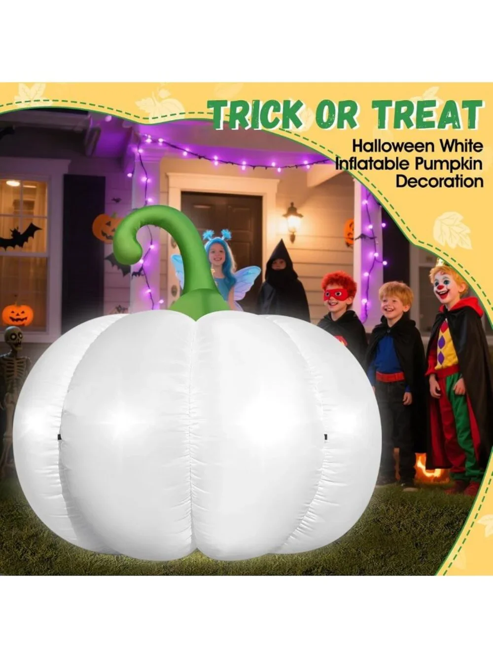 Giant 4.6FT Inflatable Pumpkin Decor with LED Lights for Halloween & Fall Yard